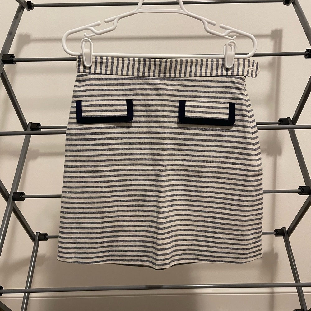 Size 4 Brooks Brothers Navy and White Striped Skirt